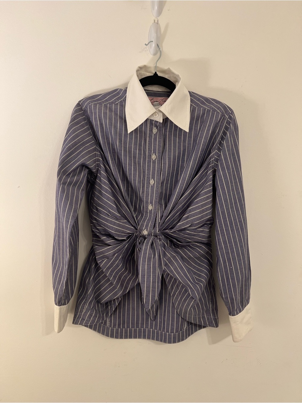 Byron Lars Beauty Mark Shirt Tales Striped Tie-Front Button Down, Size 4"